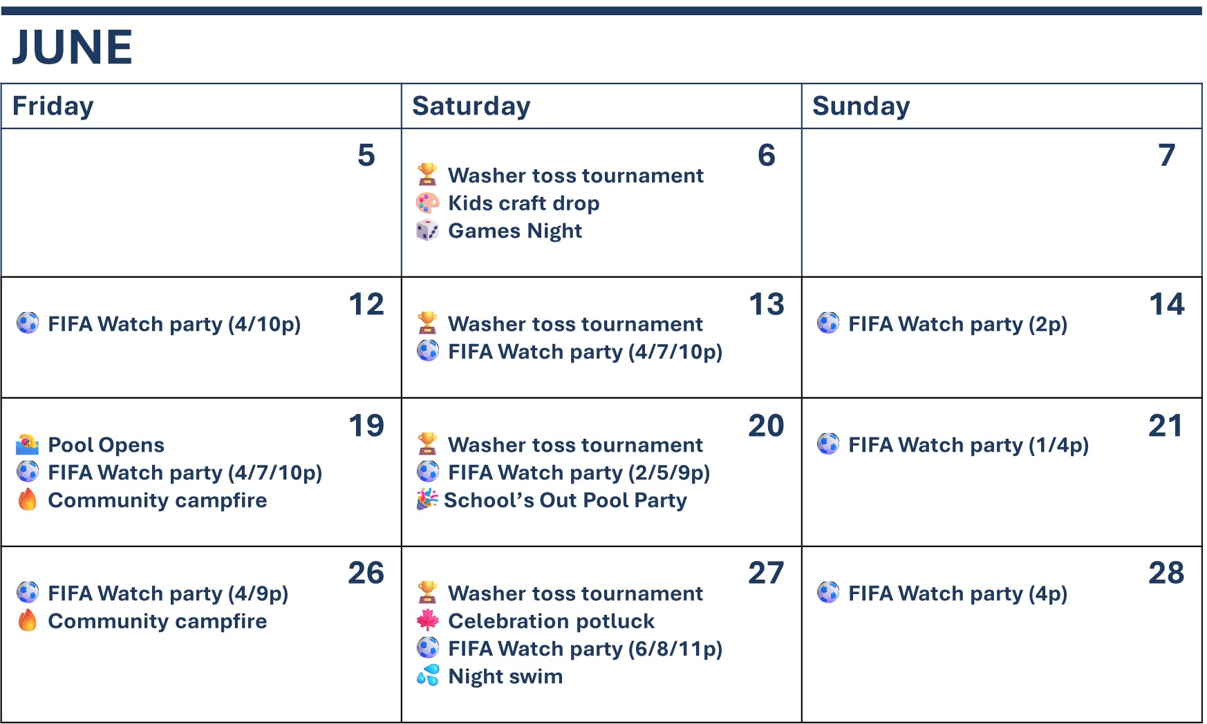 June events
